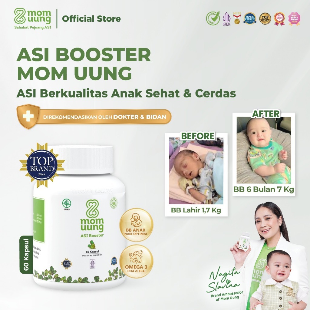 Mom Uung ASI Booster 60 kapsul / Pelancar ASI Halal BPOM - Bebas Dari Fenugreek