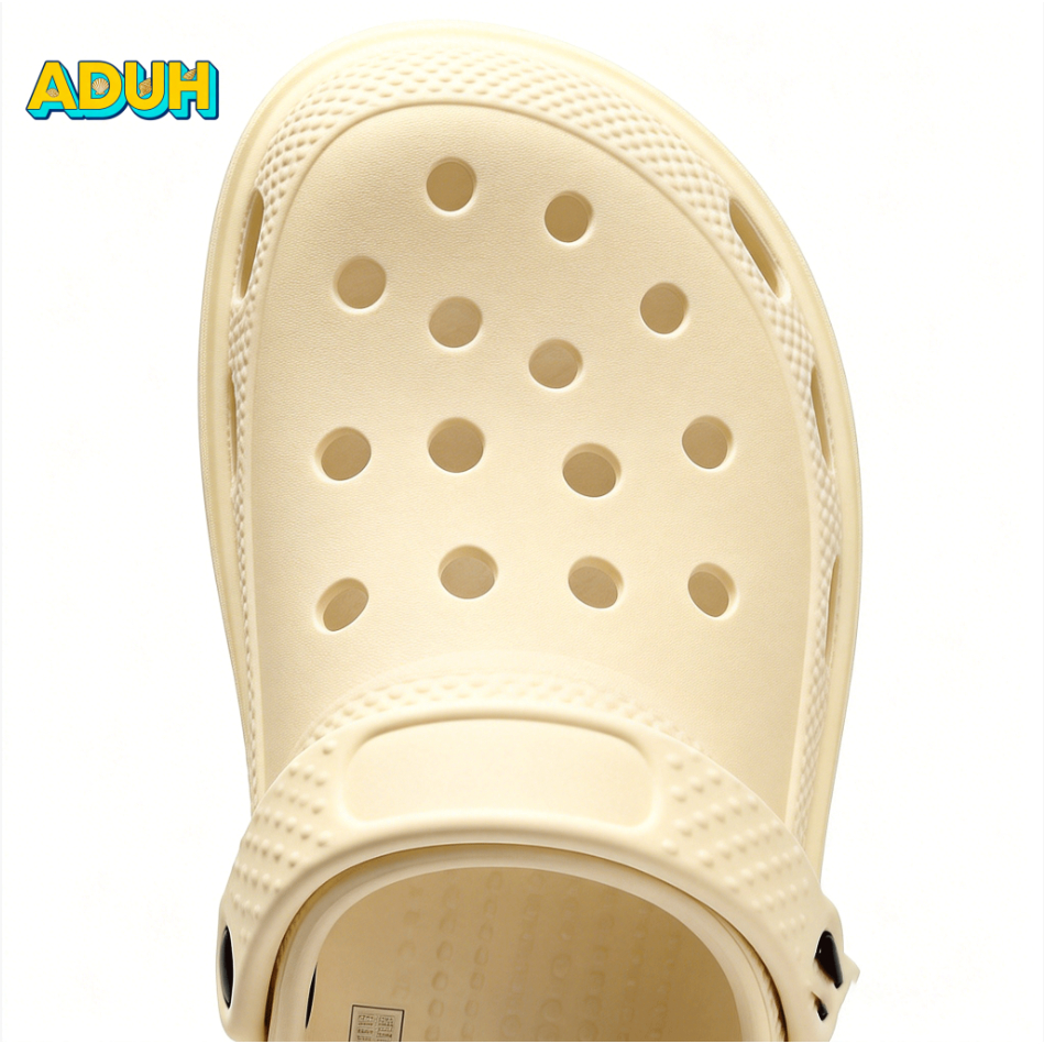 NEW PRODUCT ADUH-Sandal Kekinian Korea Style Crocs Wanita Polos Sol Tebal Empuk Anti Slip Untuk