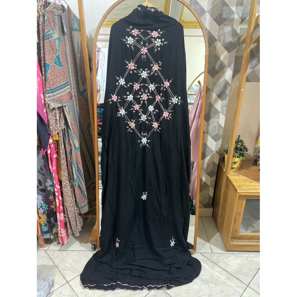 Mukena terusan bordir putih / mukena terusan dewasa/ mukena bordir warna