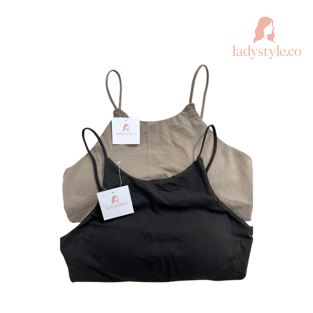 ladystyle Baju Tanktop Polos Halus Tanpa Kawat With Cup Tali Leher Bh Singlet Wanita Atasan Sexy