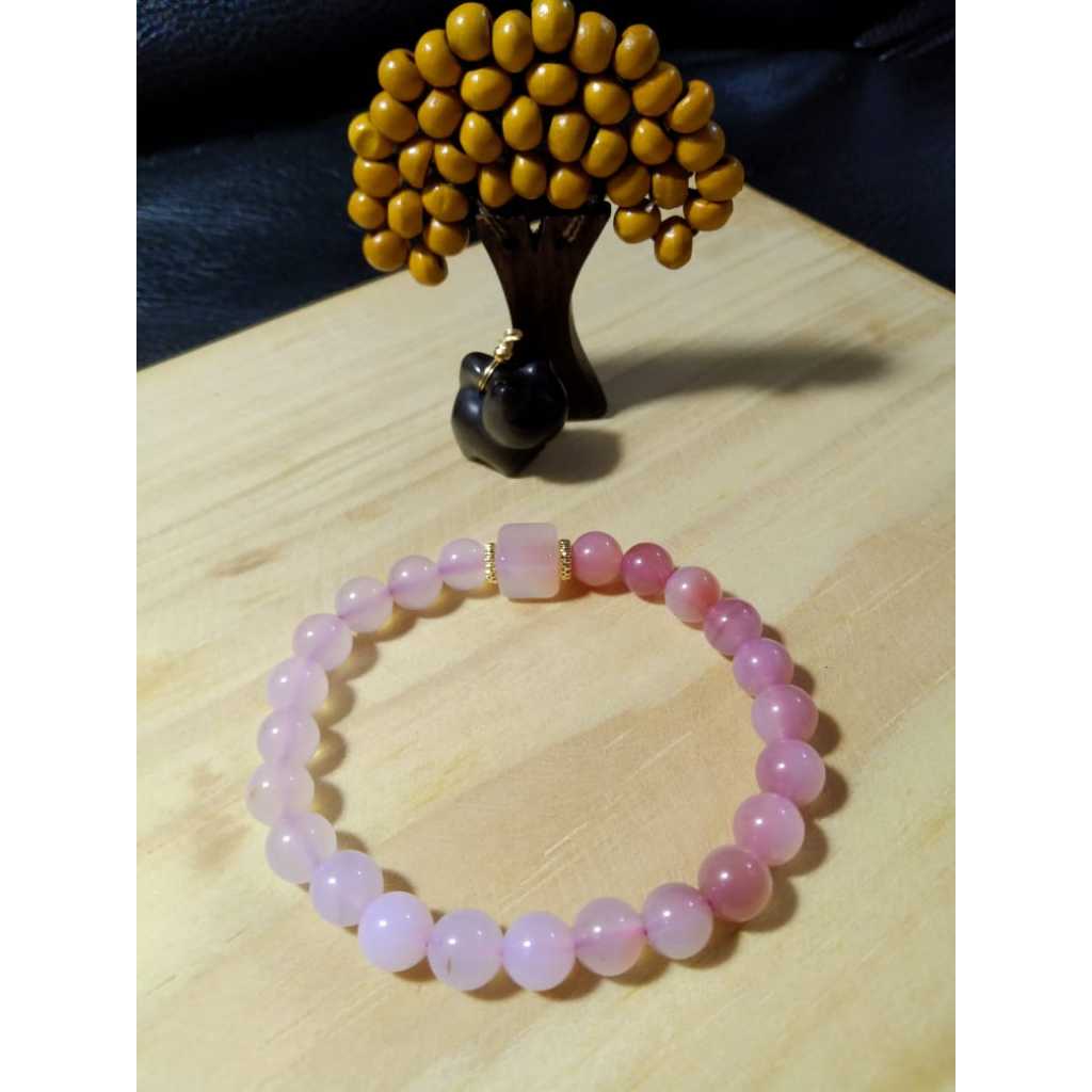 Gelang Batu Natural ~ Yanyuan Agate Bentuk Bulat DIY Spacer Kotak Gold Copper