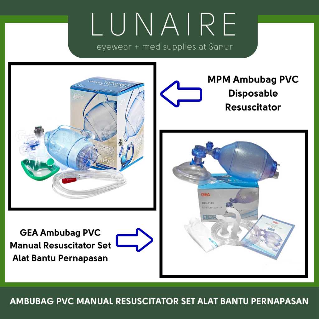 Ambubag + Guedel Mayo Sungkup PVC Lengkap dengan MPM Rescucitator Alat Bantu Resusitasi Napas Neonat