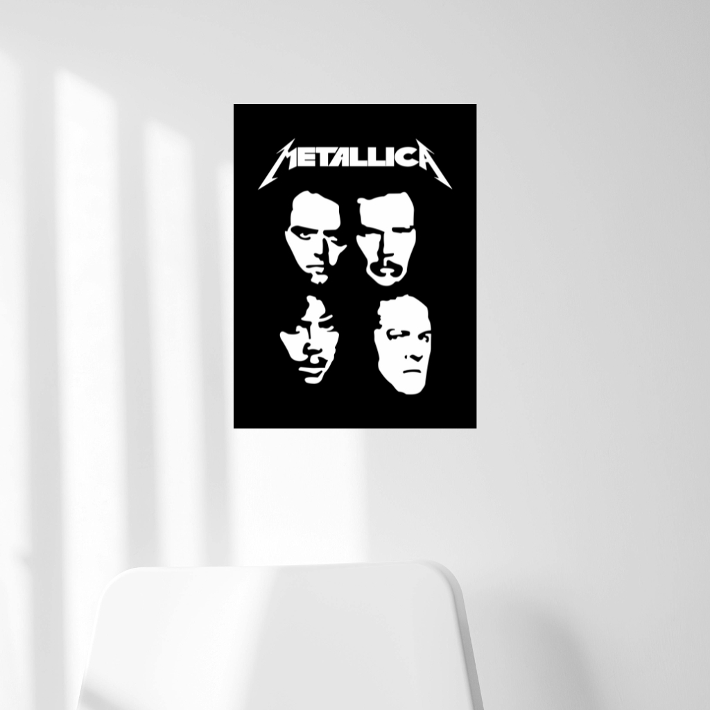 Poster Metallica Silhouette Face - Hiasan Dinding Musik Thrash Metal Legend - Dekorasi Kamar Cowok W