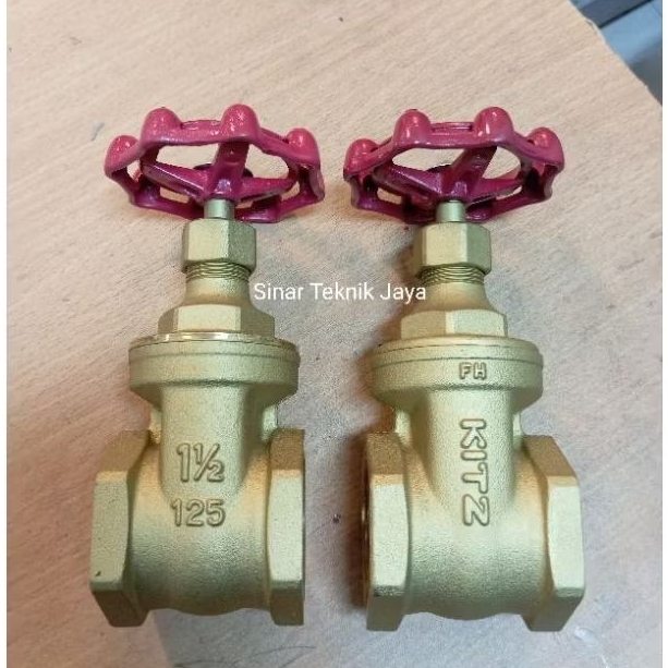 Gate valve kitz 1 1/2" kuningan kran putar kitz 1,5 inch