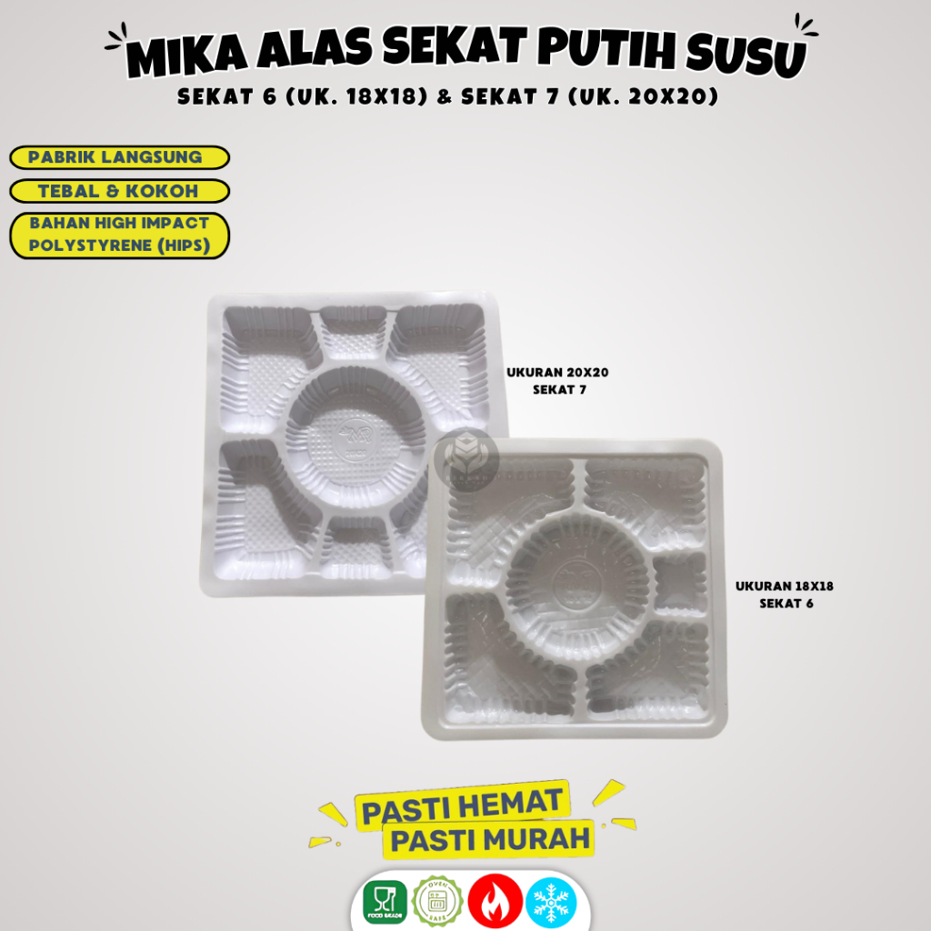 (50 Pcs) Mika Sekat Nasi Putih Susu / Mika Nasi Sekat 7 20x20 / Mika Box Kardus Tray Nasi Kotak Seka