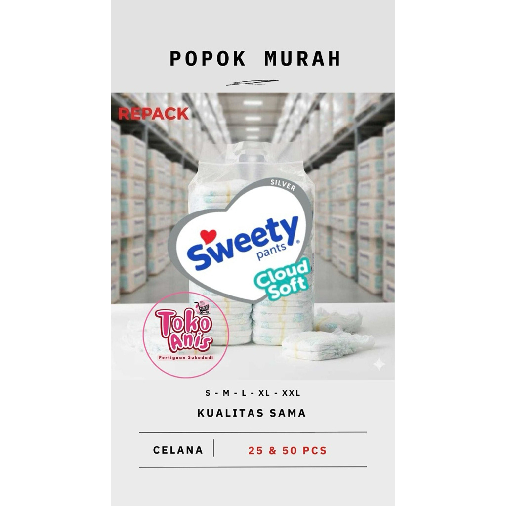 Popok Celana Anak Repack Sweety Silver Cloud premium isi 25 & 50pcs