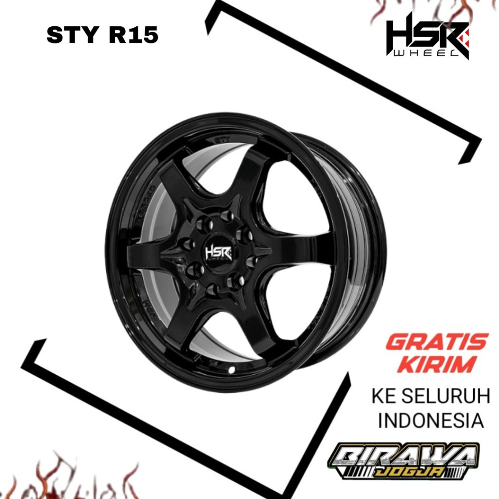 VELG MOBIL RACING BELANG RING 15 WARNA HITAM GLOSSY velk hsr sty r15 untuk brio corolla jazz