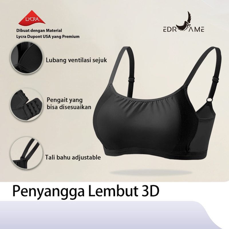 EDRAME  Bra Push Up Nyaman Sport BH Tanpa Kawat Busa Bra Wanita  Seamless Adem remaja Wireless 635