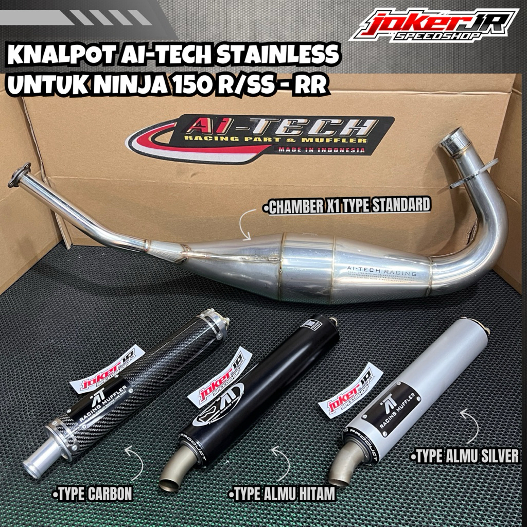 KNALPOT AITECH NINJA STAINLESS KNALPOT TIPE STANDAR X1 DAN SILINCER AITECH CARBON ALMU