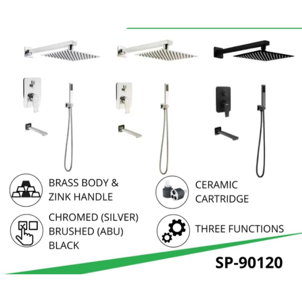 Kran tanam set shower panas dingin kotak, kran tanam mixer set shower