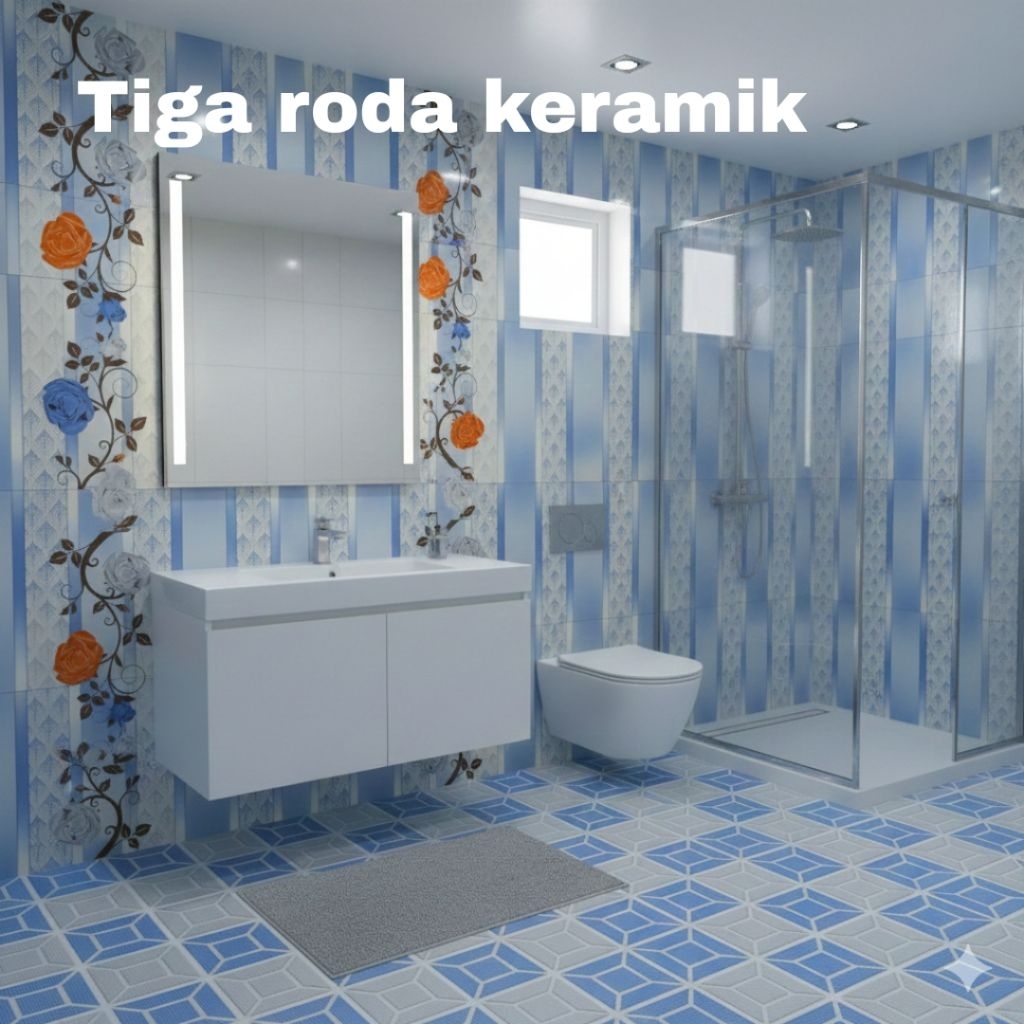 keramik 25x50 dinding kamar mandi biru/gardenia dapur/keramik tiang/keramik motif bunga/keramik warn