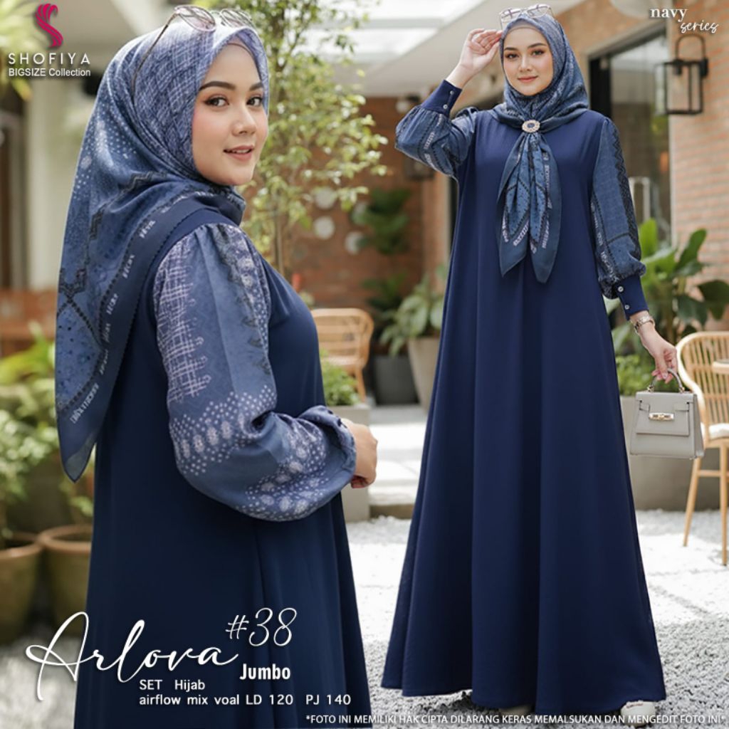 ARLOVA DRESS SET HIJAB • DRESS POLOS MIX MOTIF LD 110-120
