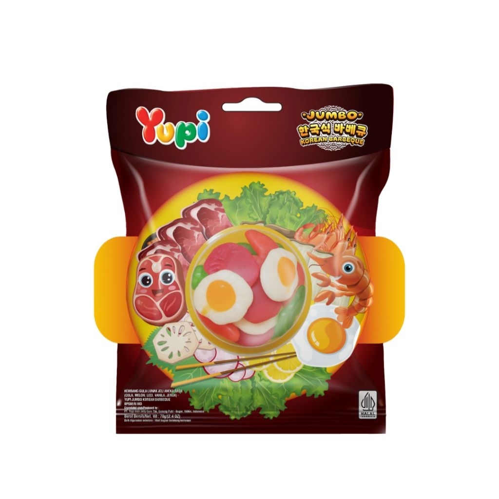 Yupi Jumbo Permen Gummy Korean Barbeque 70g
