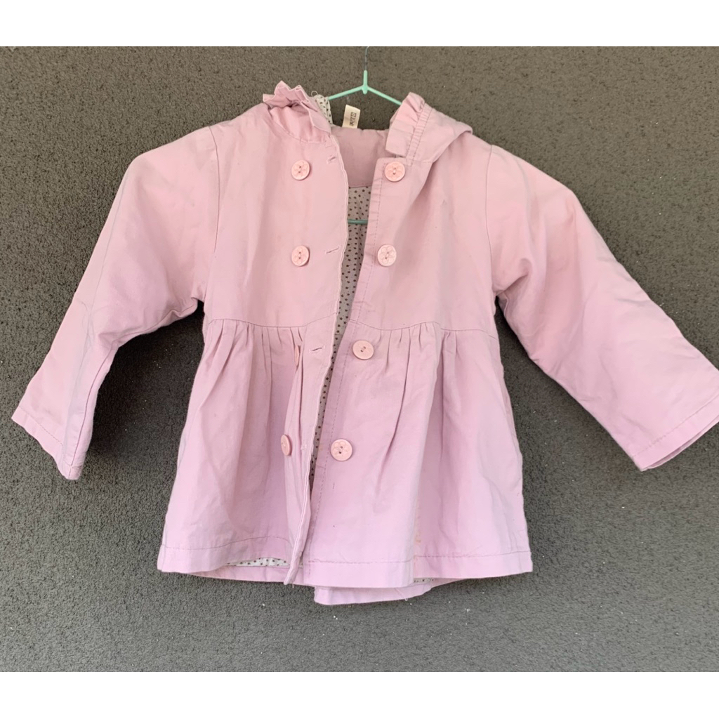 Preloved Jaket Bayi Perempuan Pink Motif bolak balik