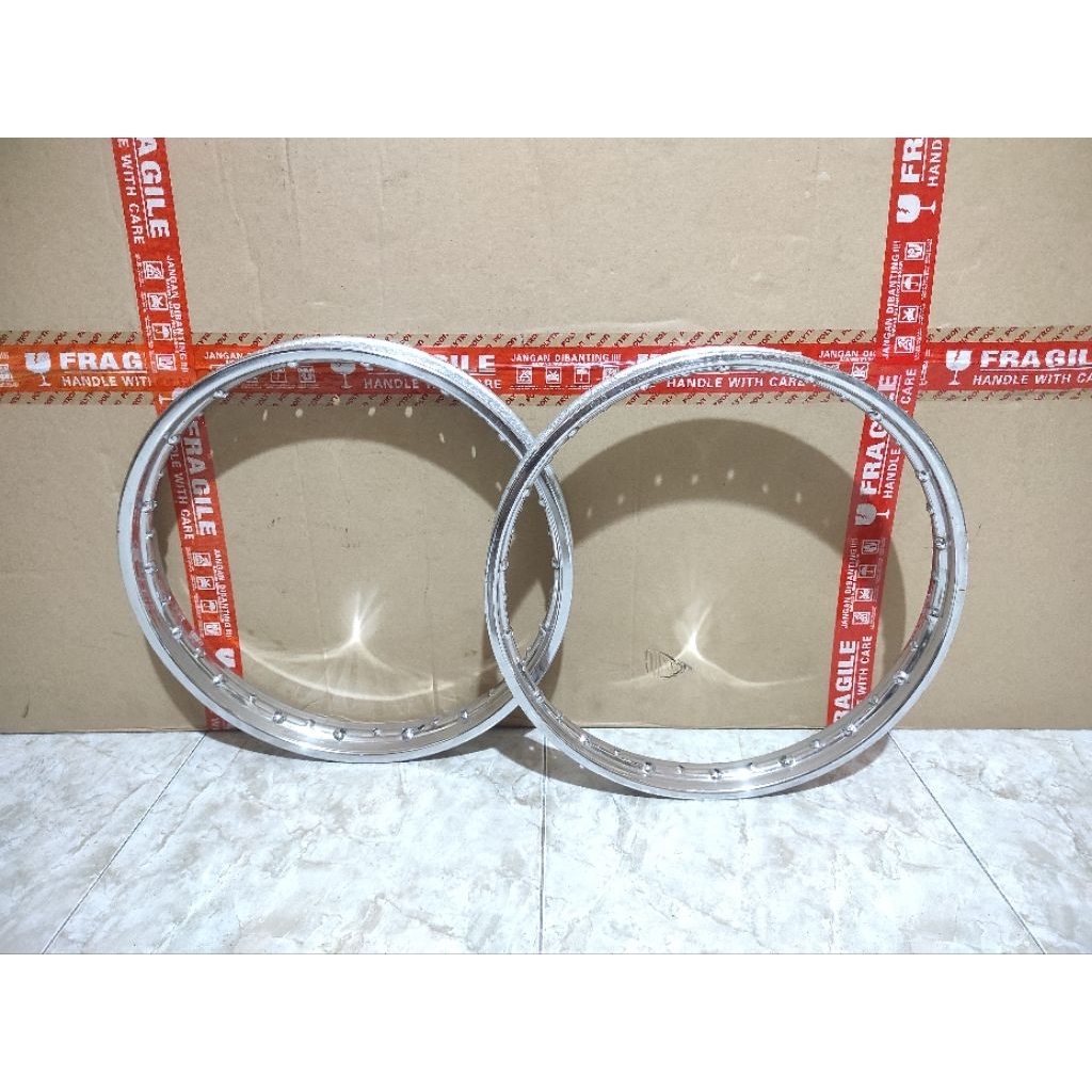 VELG PELEK DID BESI CHROME SEPASANG RING 17 140 160 BEKAS SECOND ORIGINAL COPOTAN CEPOTAN