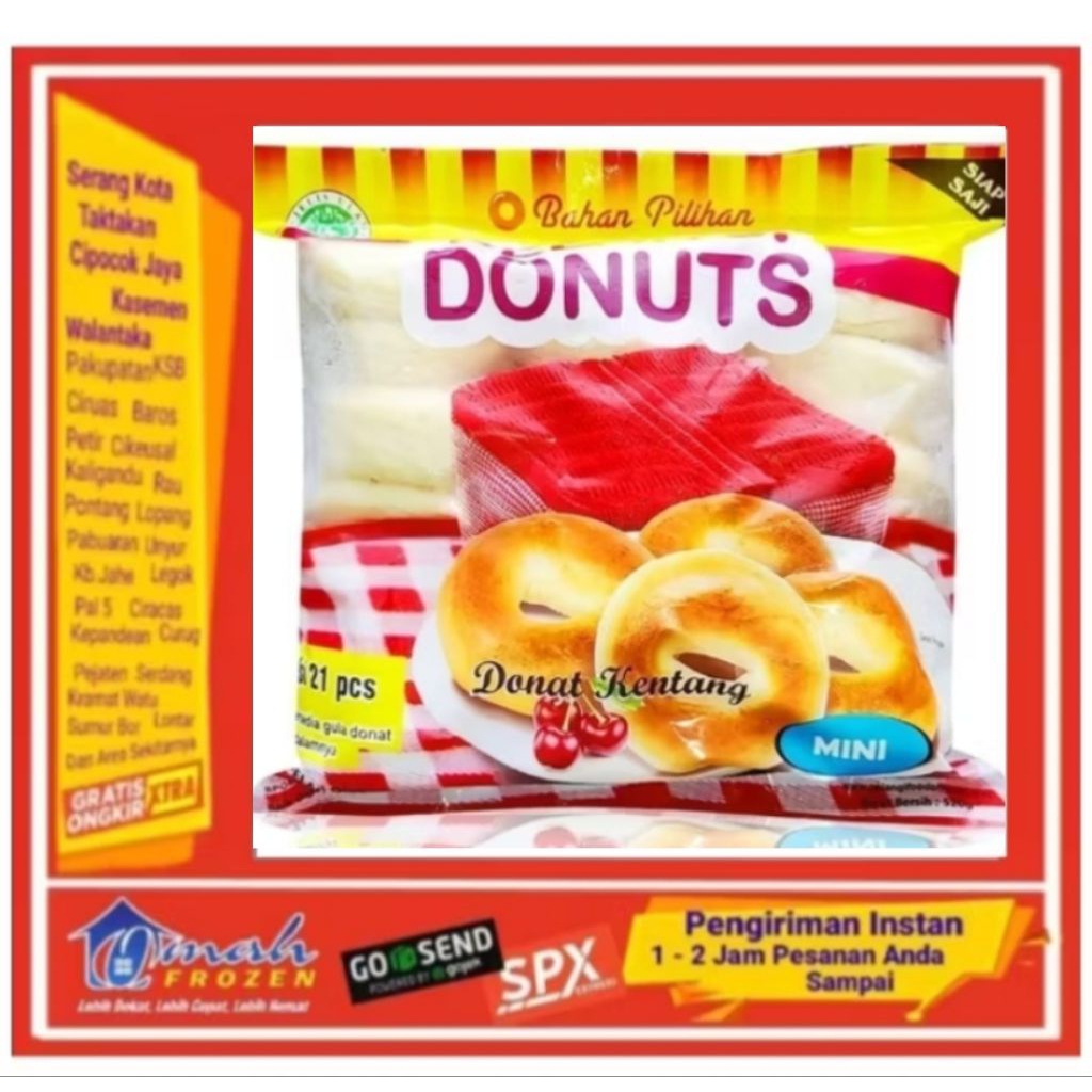 Donat Mini isi 21 pcs, Donat kentang, Frozen Serang