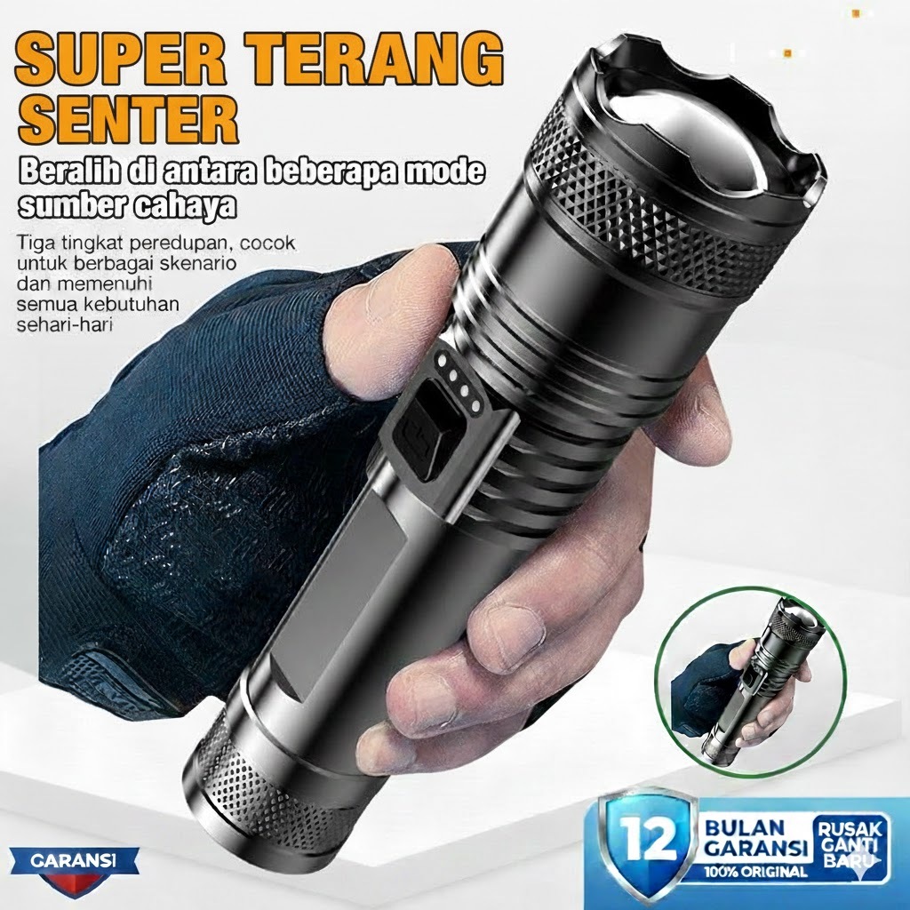 HW Senter mini led super terang senter kecil super terang flashlight senter jarak jauh waterproof se