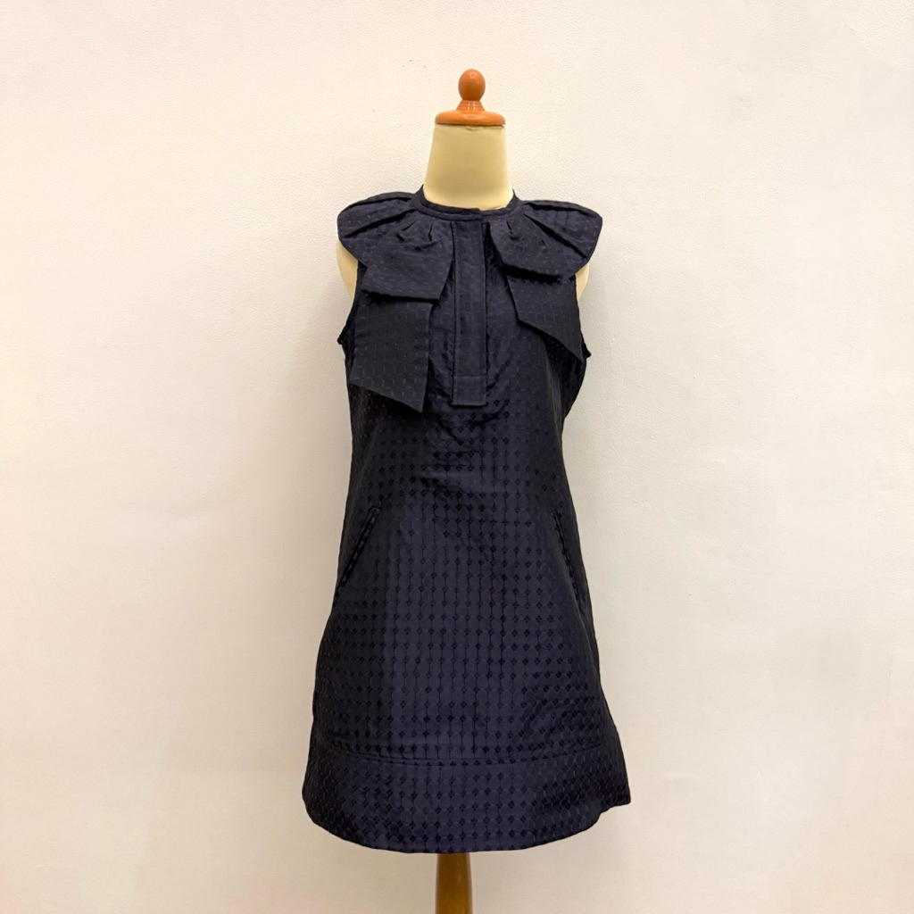 PRELOVED BCBG Maxazria Dark Purple Collar Sleeveless Midi Dress Casual Branded Fashion Wanita