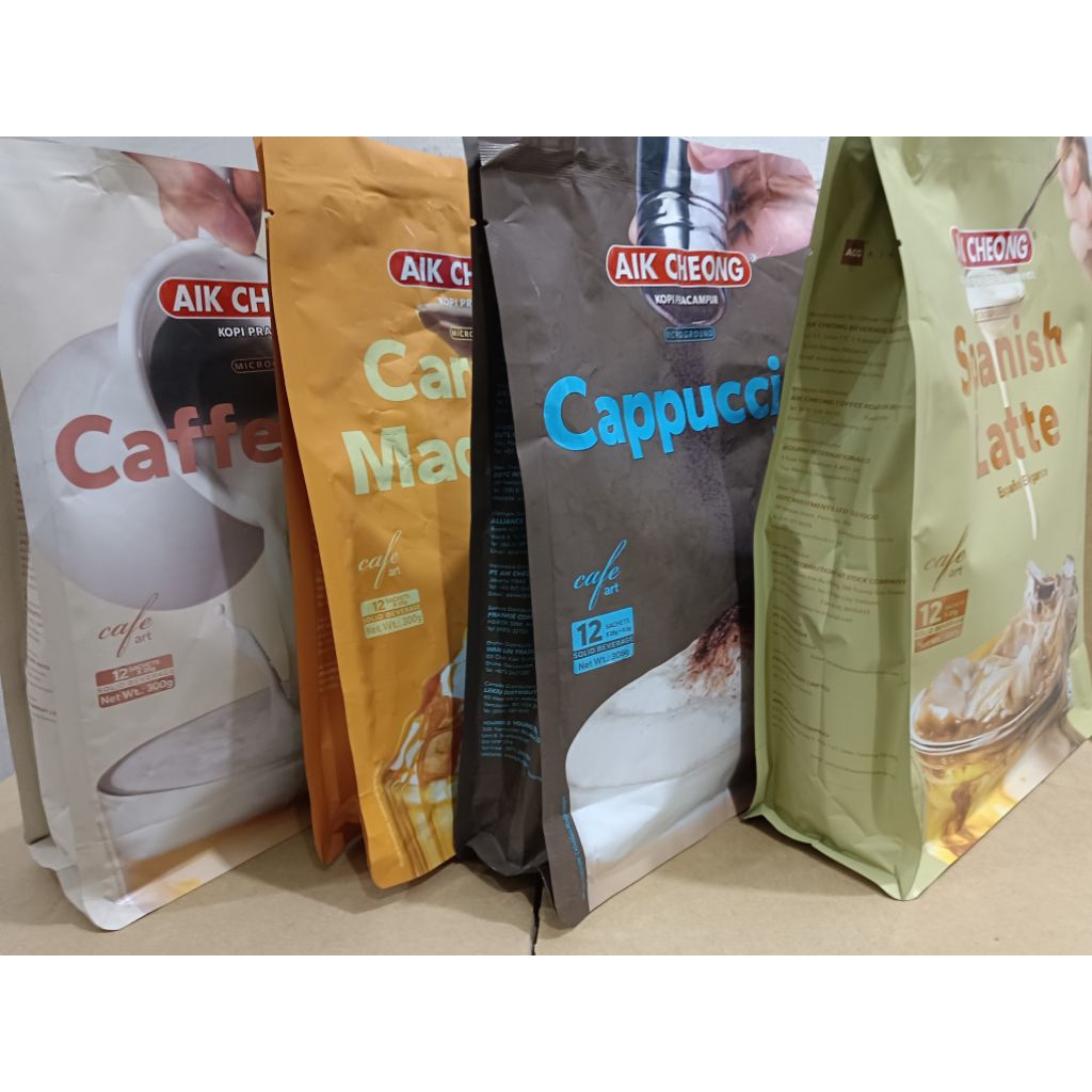 aik cheong kopi pracampur spanish/mactha/caramel macchiato/caffe latte