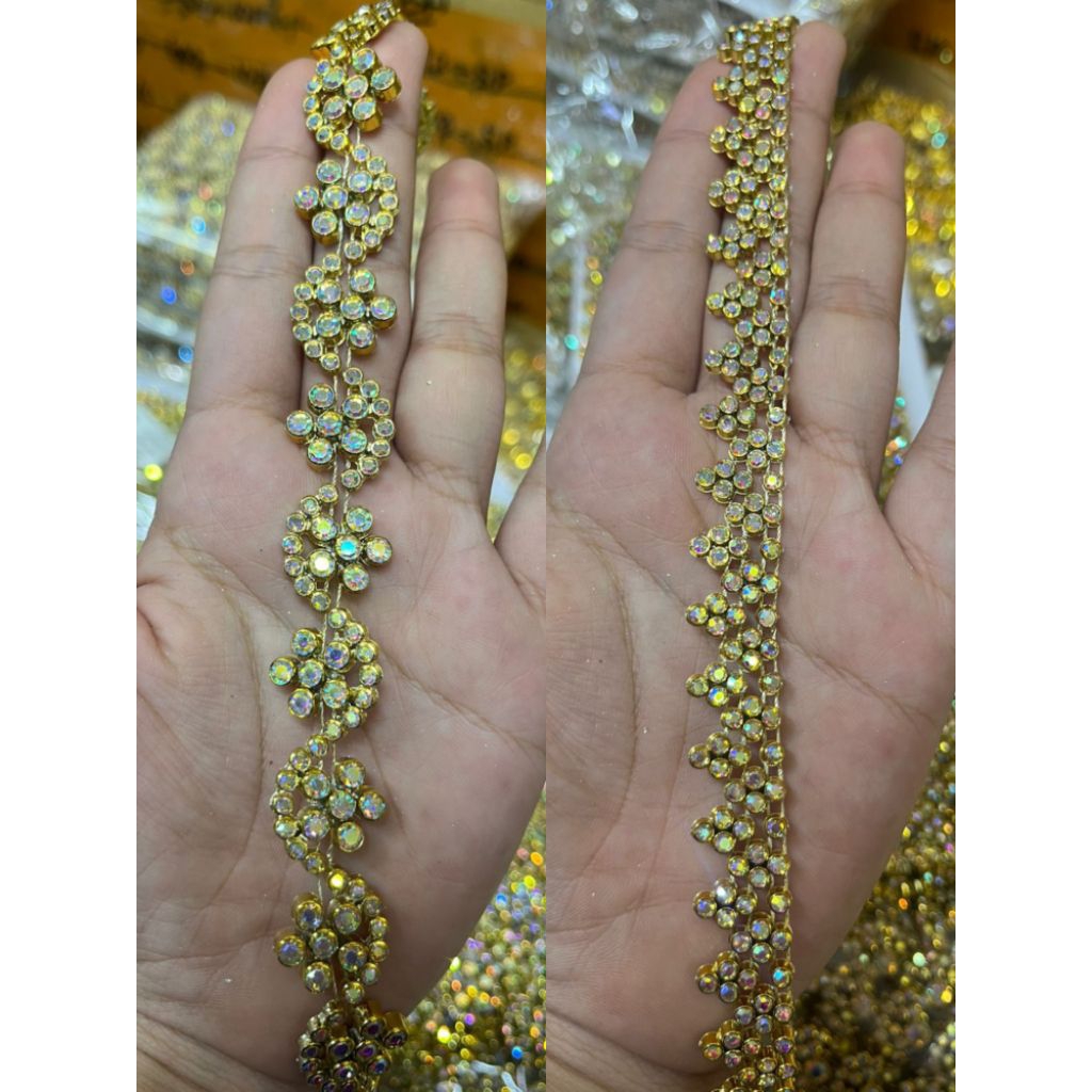 PER ROL Aksesoris Payet Rangkai Model GOLD UNIK Manik Mutiara Diamond Rangkai Jahit Premium