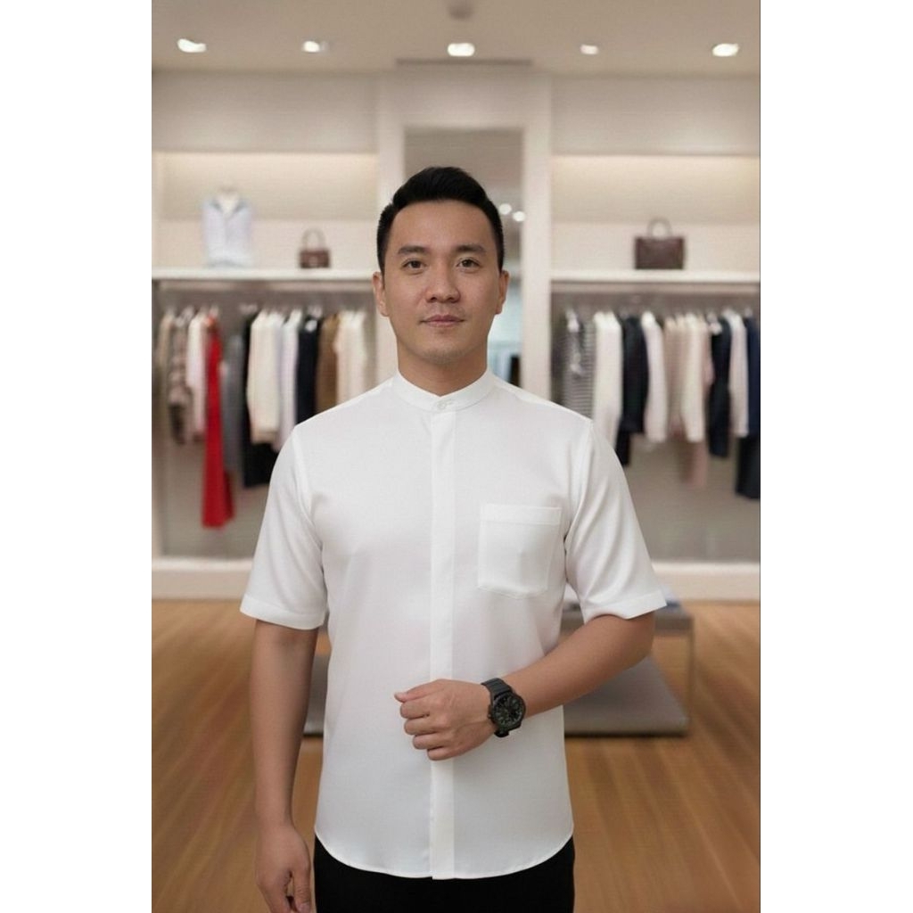 TERMURAH, KEMEJA pria,satin,silk premium kerah sanghay,, kemeja Lebaran