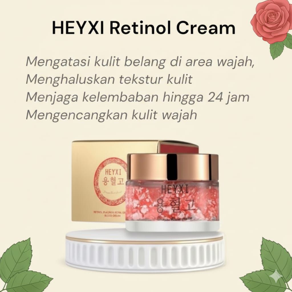 (Cream Retinol Heyxi Viral BPOM Ori) Untuk Menghilangkan Jerawat Flek Hitam Bruntusan | Mencerahkan 