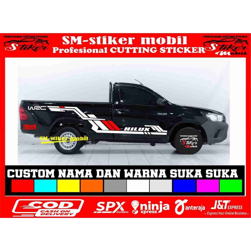 promo 1set kanan kiri stiker mobil hilux single cabin doble cabin mobil strada triton navara