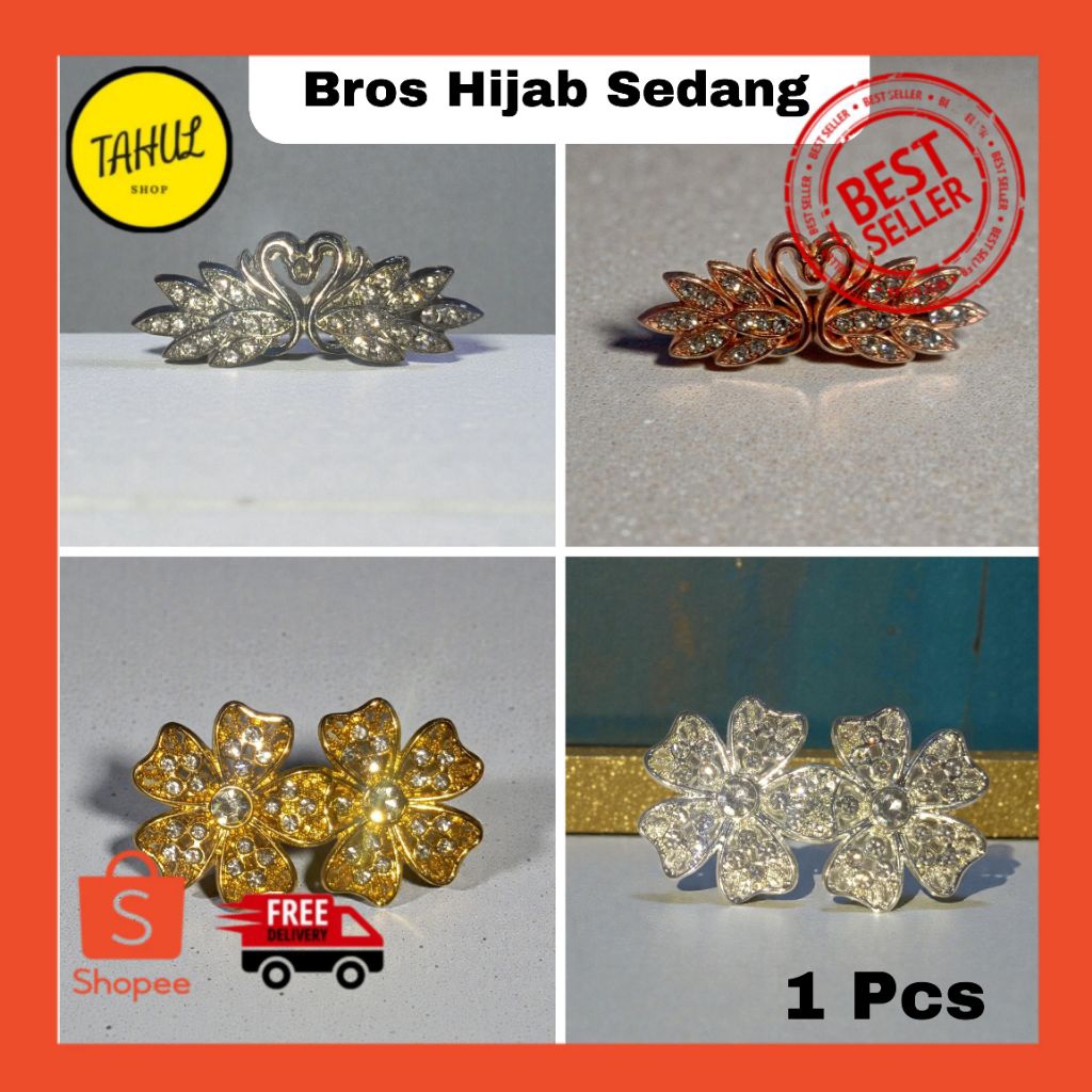 1 Pcs Bross dagu ukuran sedang bentuk permata Bros Hijab Kualitas Premium / bros dagu panjang / bros