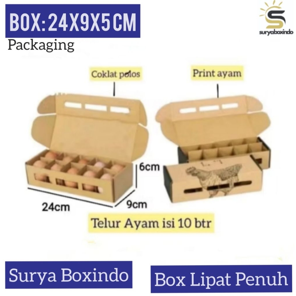 Box Telur 24x9x6 cm(isi 10 btr + Sekat Box)/Kardus/Telur/Traytelur/Boxendog/Endog