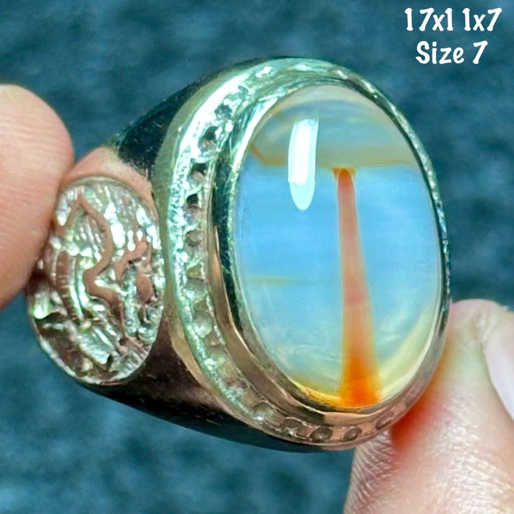 Cincin Batu Akik Natural Baturaja Sodo Lanang Kristal (asli alam)