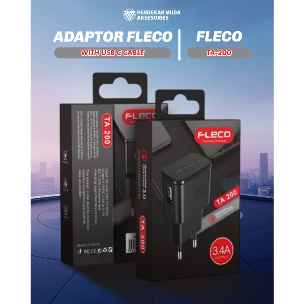 Adapter / Kepala charger / Batok Charger berkualitas merek FLECO TA-200 ( ADP 06 )