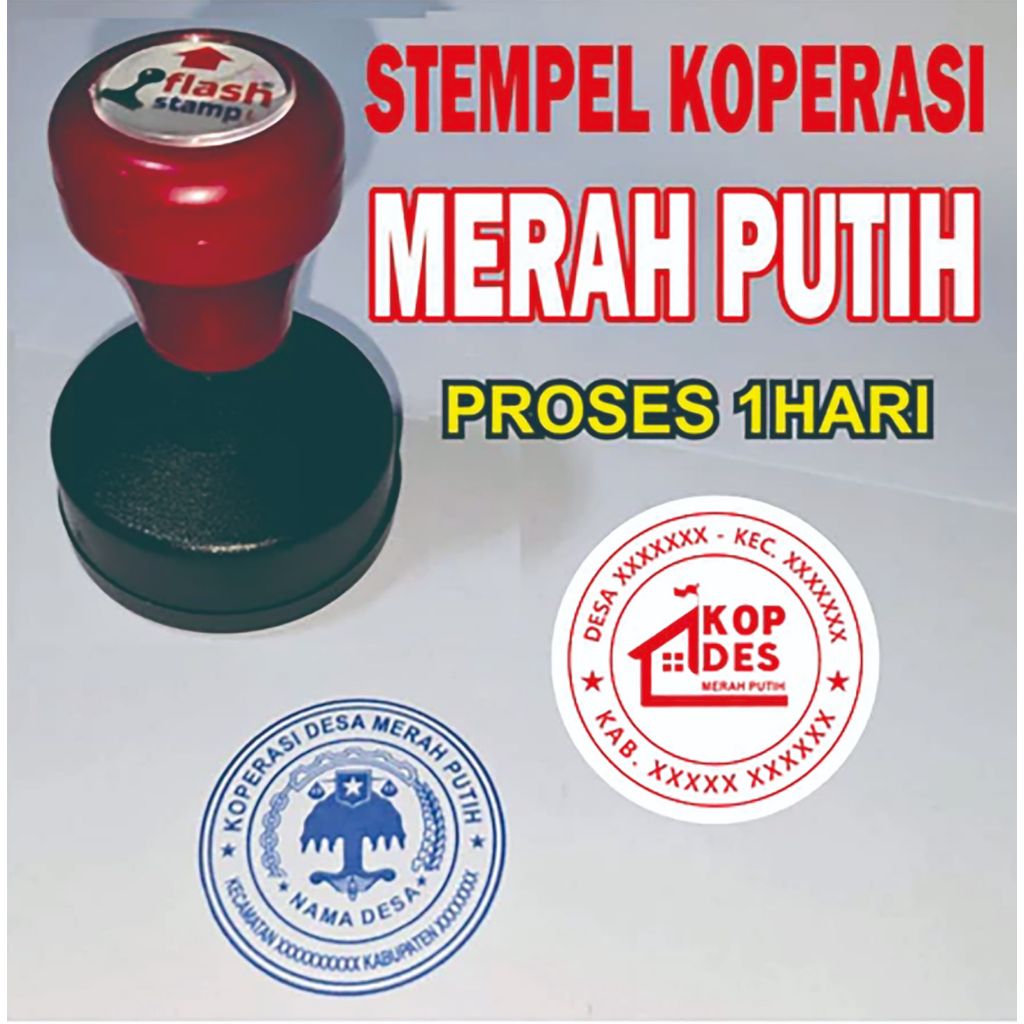 Stempel Koperasi Merah Putih BULAT UKURAN 4CM