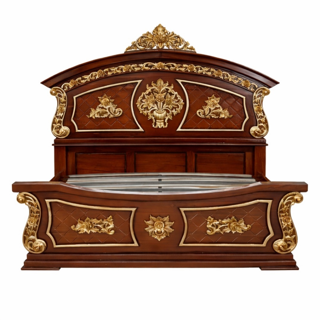 Tempat Tidur Mewah Kayu Jati Jepara Ukiran Klasik - Dipan Minimalis Modern Ukuran 180x200 No 1
