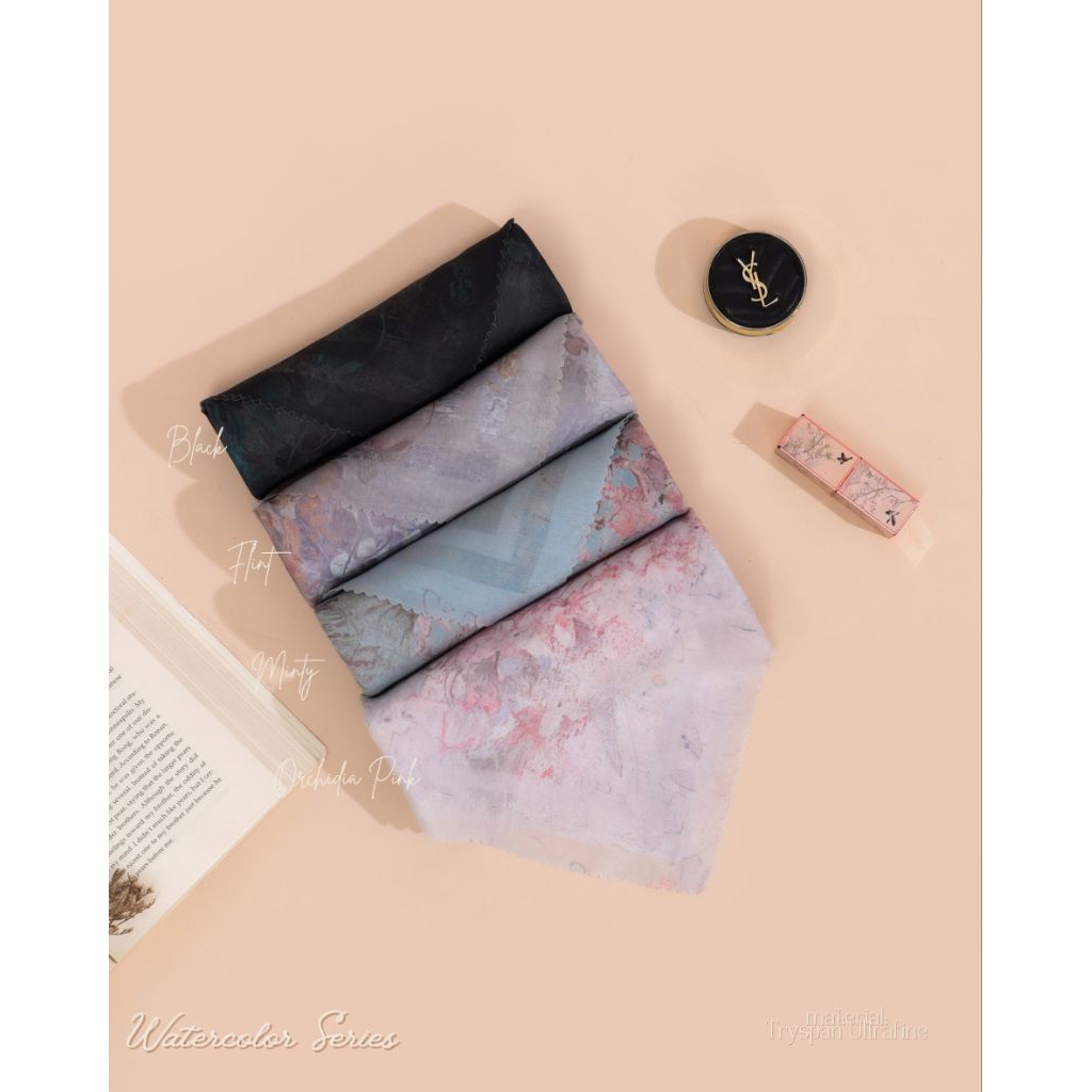 Watercolor series by NZ Motif Bunga Kerudung Segi Empat Hijab