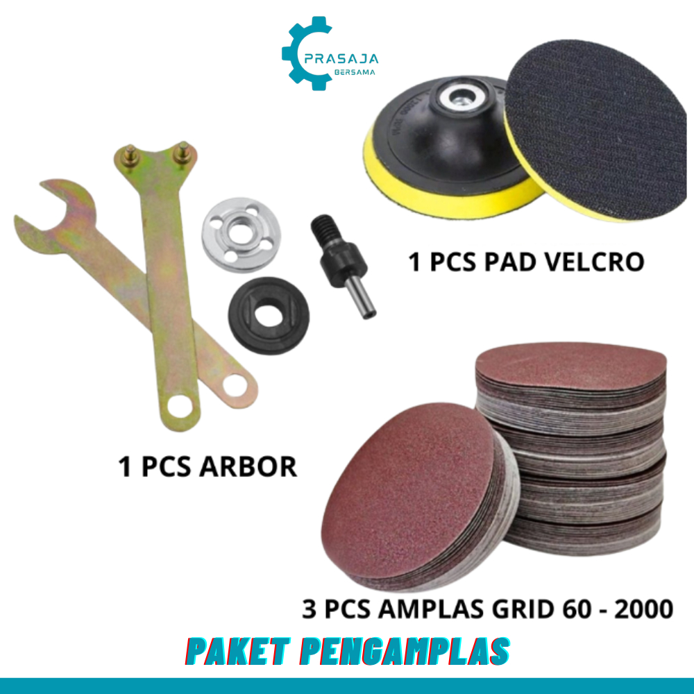 Paket Lengkap Tatakan Amplas Bulat 4inc Mata Gerinda Adaptor Amplas Ke Bor Ukuran 4inch Grit 60 - 20