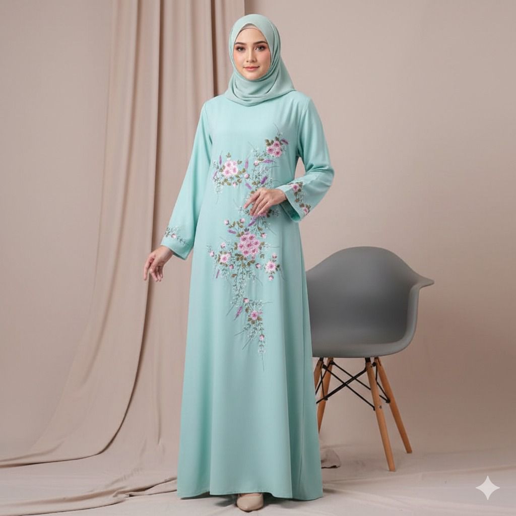 Hana Gamis Jadi Bordir Payet Batu Puter GJKL Dress Wanita Muslimah Gamis Kondangan bySC
