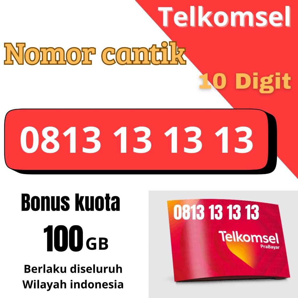 PROMO TERBATAS TELKOMSEL BISA (COD) NOMOR CANTIK TELKOMSEL 10 DIGIT BONUS KUOTA 100GB