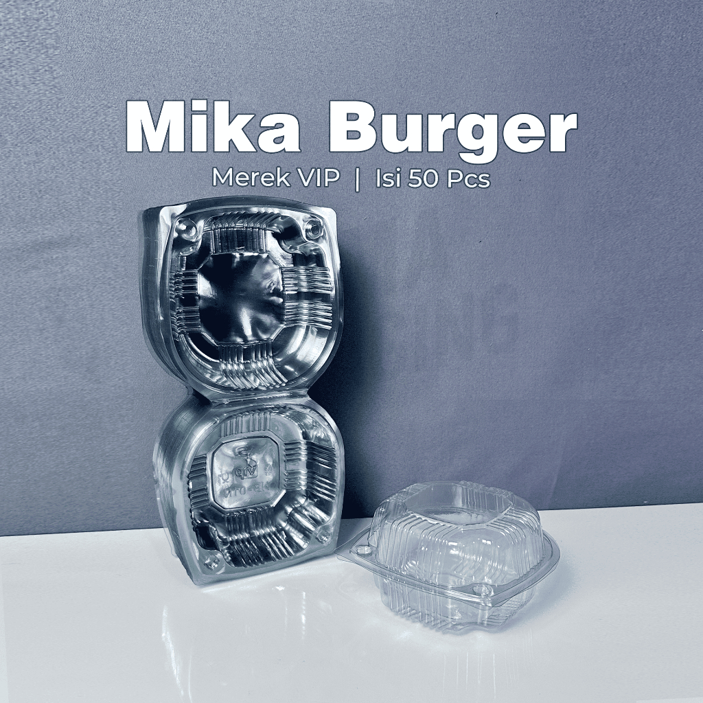 Mika Burger VIP / Tempat Burger Plastik Isi 50 Pcs / Mika Bento Bulat