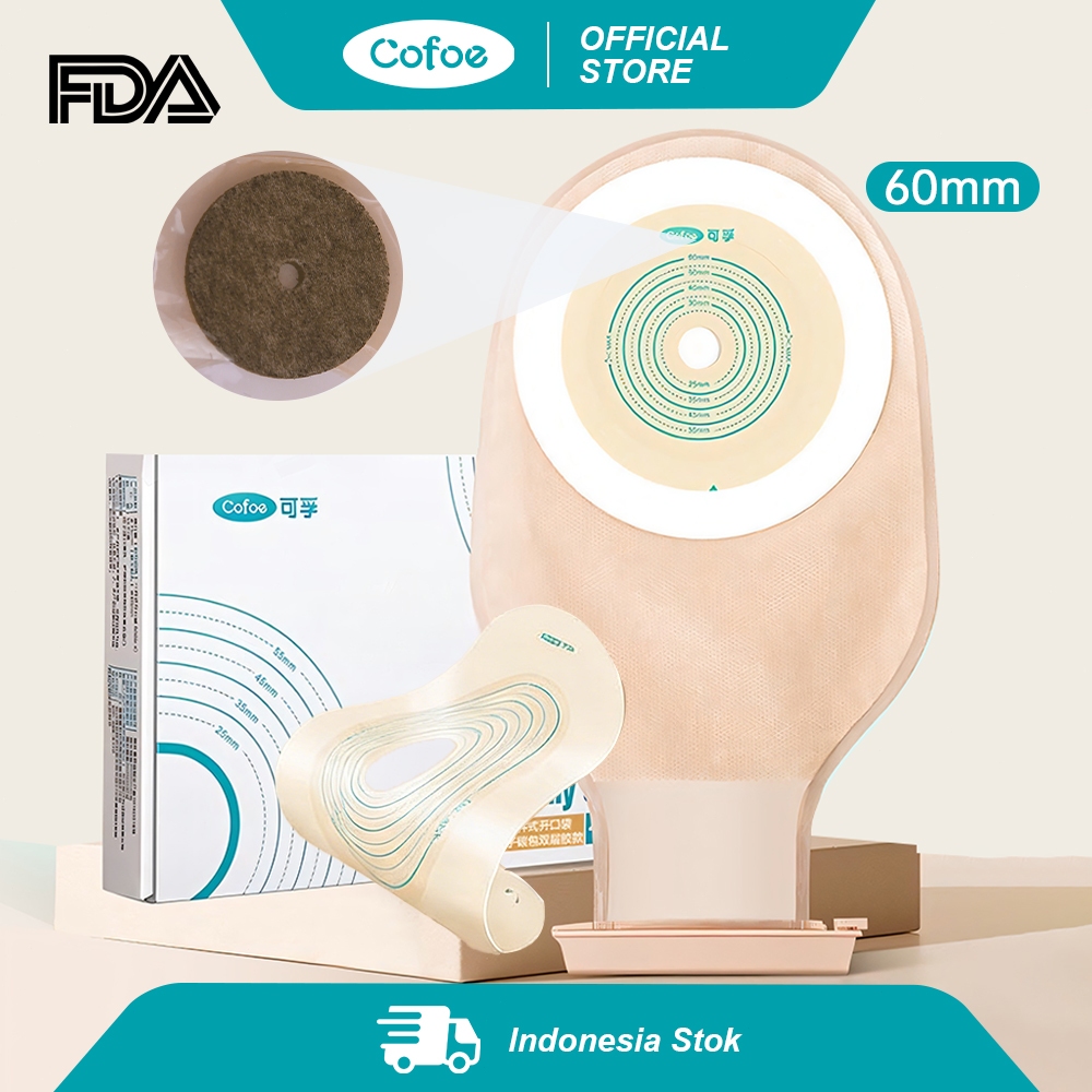Cofoe Kantong Colostomi Stoma Bag Sekali Pakai Dewasa 60mm Colostomy Bag Plastik Kantung Stoma