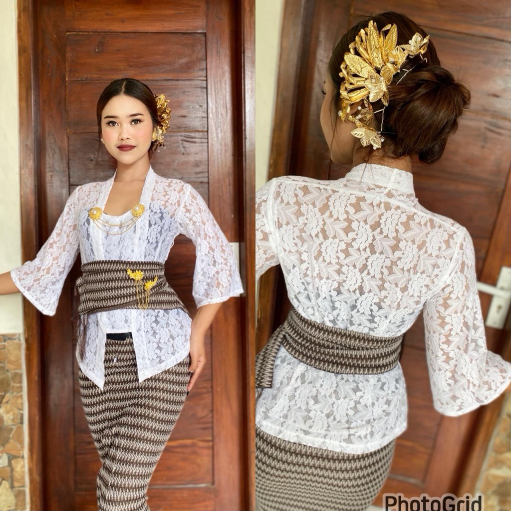Kebaya bali brokat katun lengan lonceng