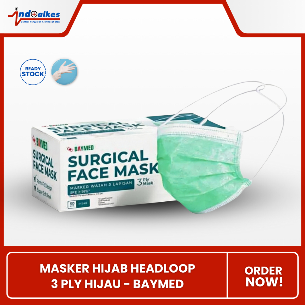 SURGICAL FACE MASK HIJAB | MASKER HIJAB | HEADLOOP | BAYMED