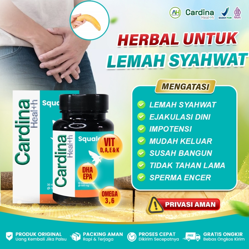 Obat Disfungsi Ereksi, Lemah Syahwat, Impotensi, Ejakulasi Dini, Kurang Lama Loyo - Cardina Squalene