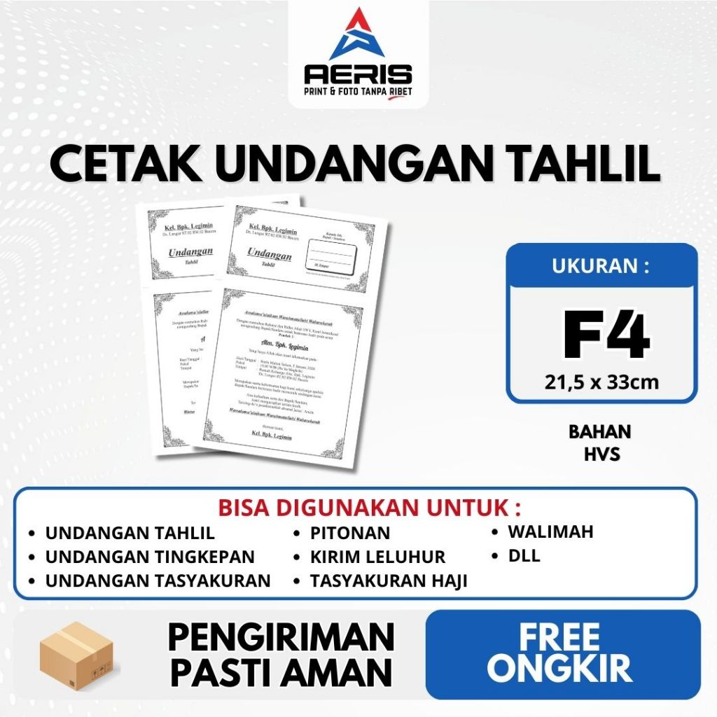 Undangan Tahlil Hitam Putih Murah Elegan Simpel