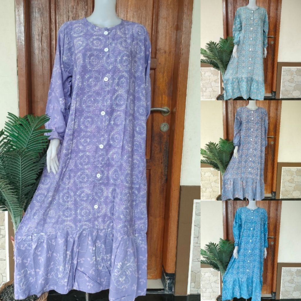 DASTER PANJANG SEKDRES KARIMA BY PUTRI DIANA KANCING DEPAN BUSUI LENGAN 3/4 TALI PINGGANG