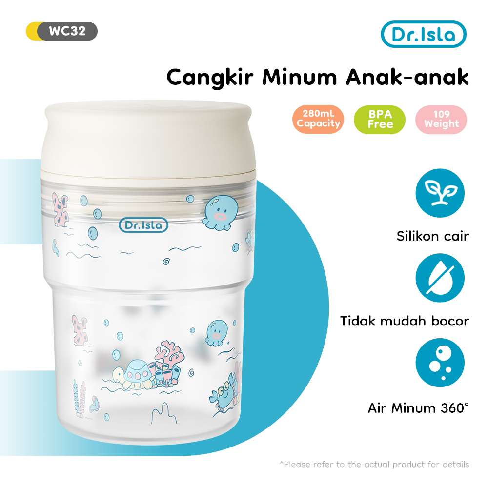 Dr.isla Botol Minum Bayi Anti Tumpah BPA Free PP Botol Anak 1 Tahun bayi botol susu 280ml WC32