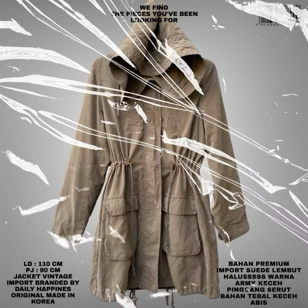 FLASMA/DAILY HAPPINES ORIGINAL KOREAN JACKET SUEDE PREMIUM LEMBUT/KOREAN JACKET PARKA SUEDE ARMY BRO