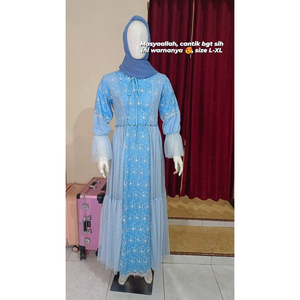 Dress mewah warna blue ice