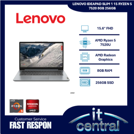 LENOVO IDEAPAD SLIM 1 15 RYZEN 5 7520 8GB 256GB W11 15.6FHD