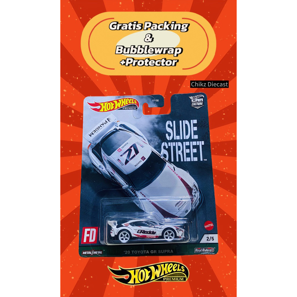 Hotwheels Premium Toyota GR Supra Pandem Slide Street (FREE PROTECTOR)