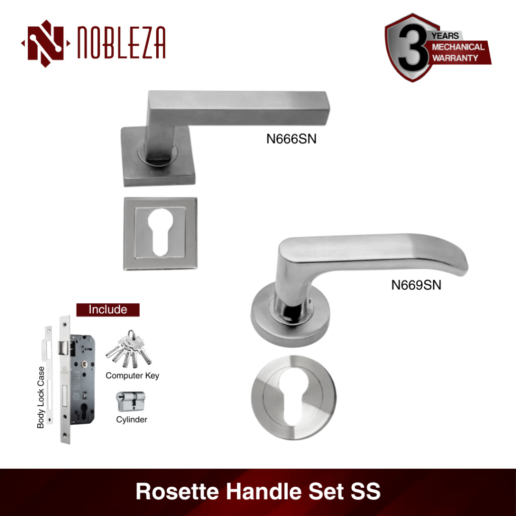 NOBLEZA Rosette Kunci Pisah Handle Gagang Pintu Stainless